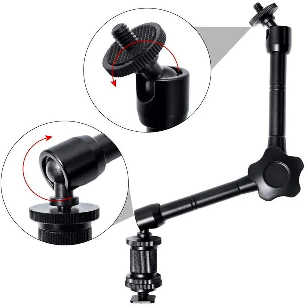 11" Articulating Magic Friction Arm with Hot Shoe Mount