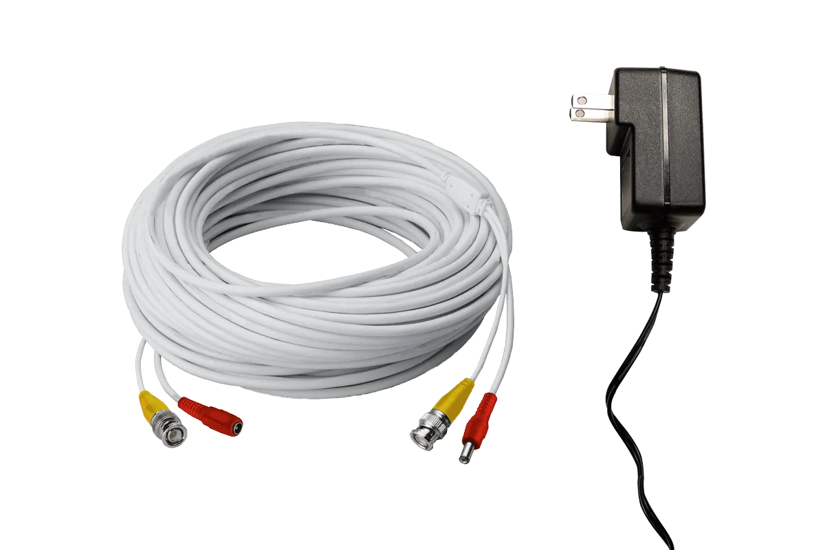 120FT high performance BNC Video/Power Cable & 12V Power Adapter for Lorex security camera systems