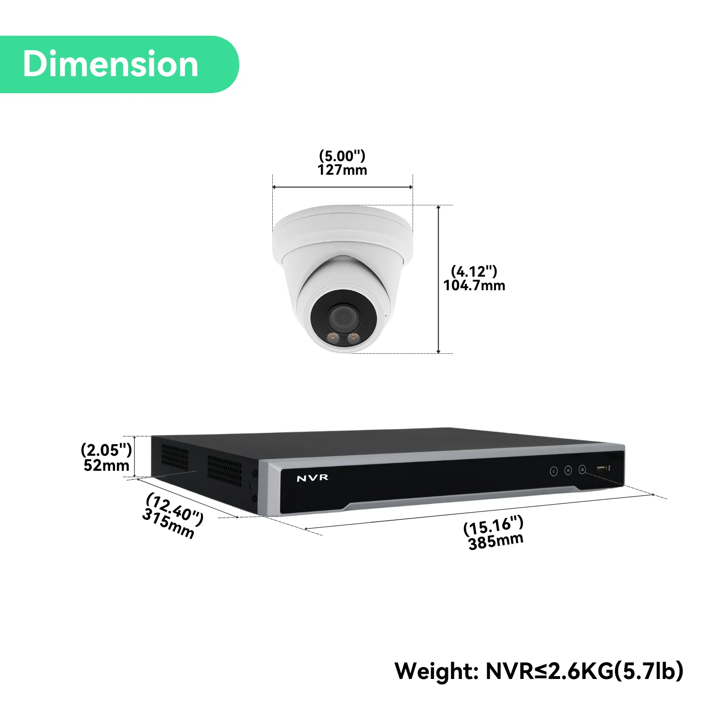 16CH PoE IP Camera System with 8*4K Night ColorVu Turret Cameras, 4TB HDD