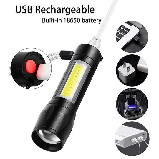 4000LM Waterproof Mini Flashlight Built in Battery USB Charging