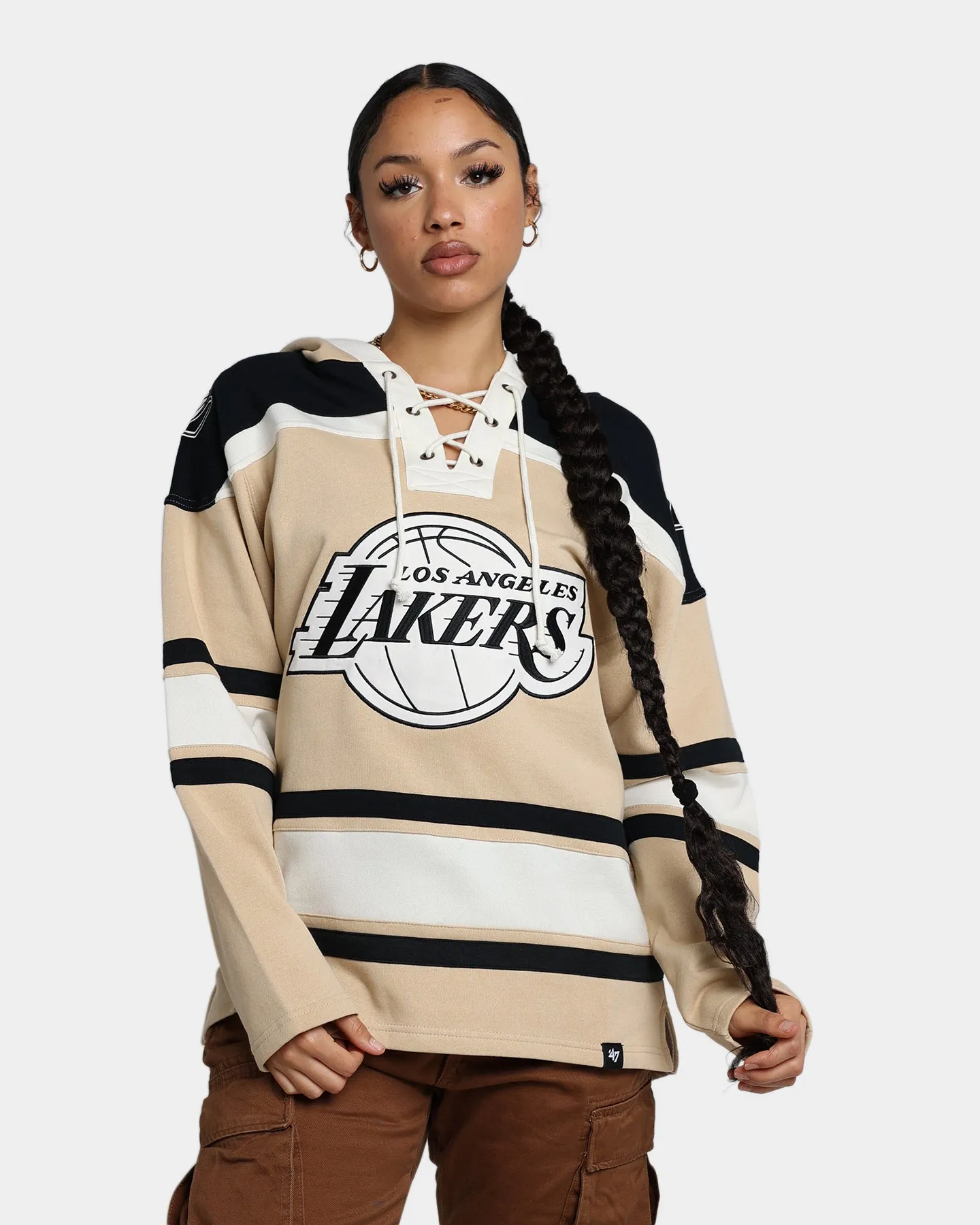 47 Brand Los Angeles Lakers Superior Lacer Hoodie Khaki