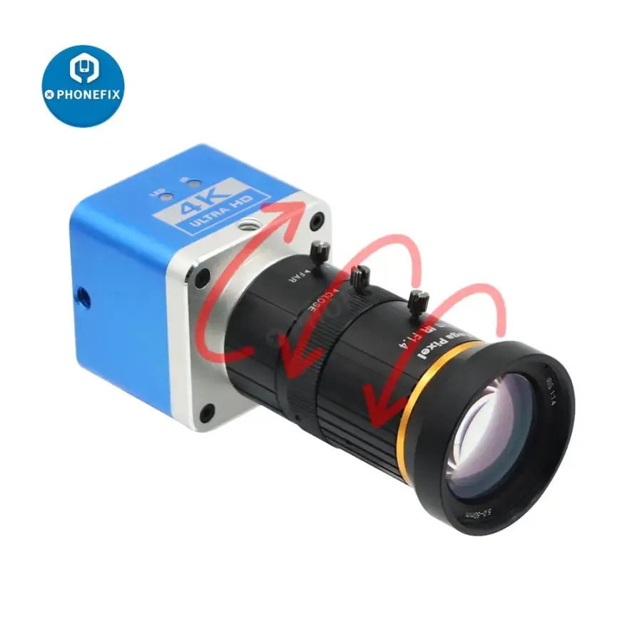 4K UHD Camera CCD Digital Detector 5.0-50mm F1.4 Lens  Industry Live Camera