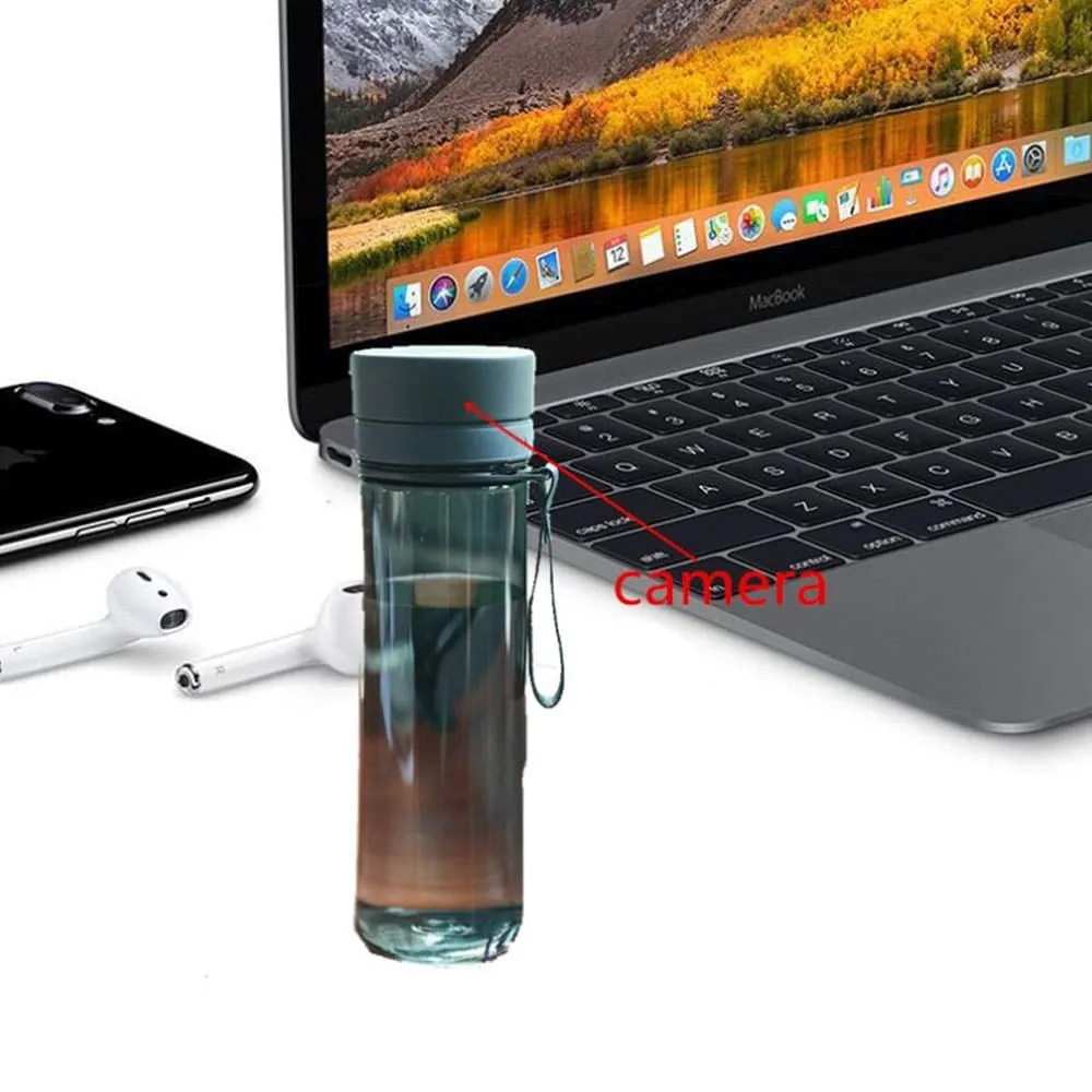 4K UHD Wi-Fi Enabled Reusable Sports Water Bottle with Hidden Spy Camera