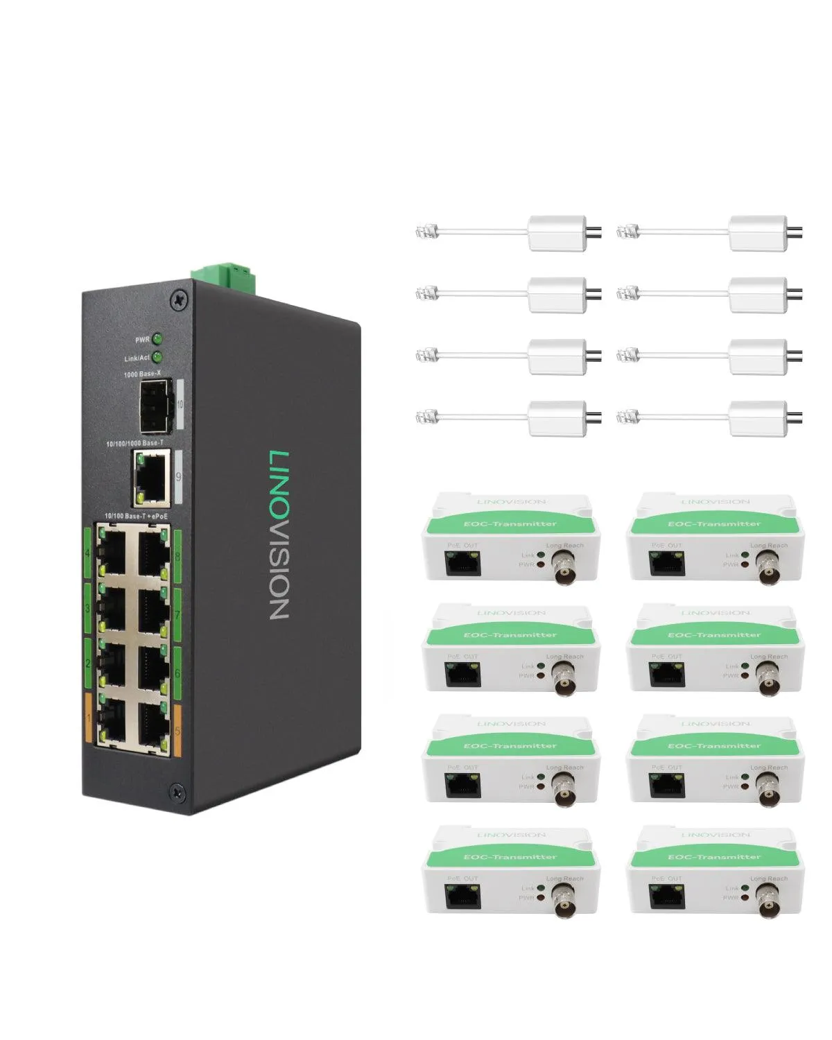 8 Port PoE   Ethernet over Coax (EOC) Hybrid ePoE Switch Kit