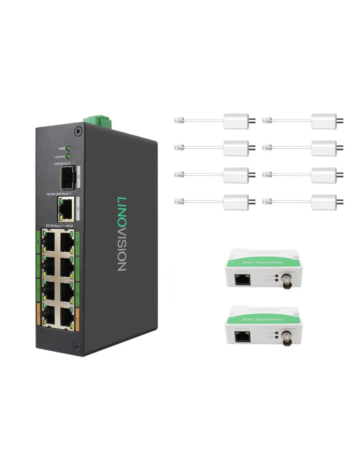 8 Port PoE   Ethernet over Coax (EOC) Hybrid ePoE Switch Kit