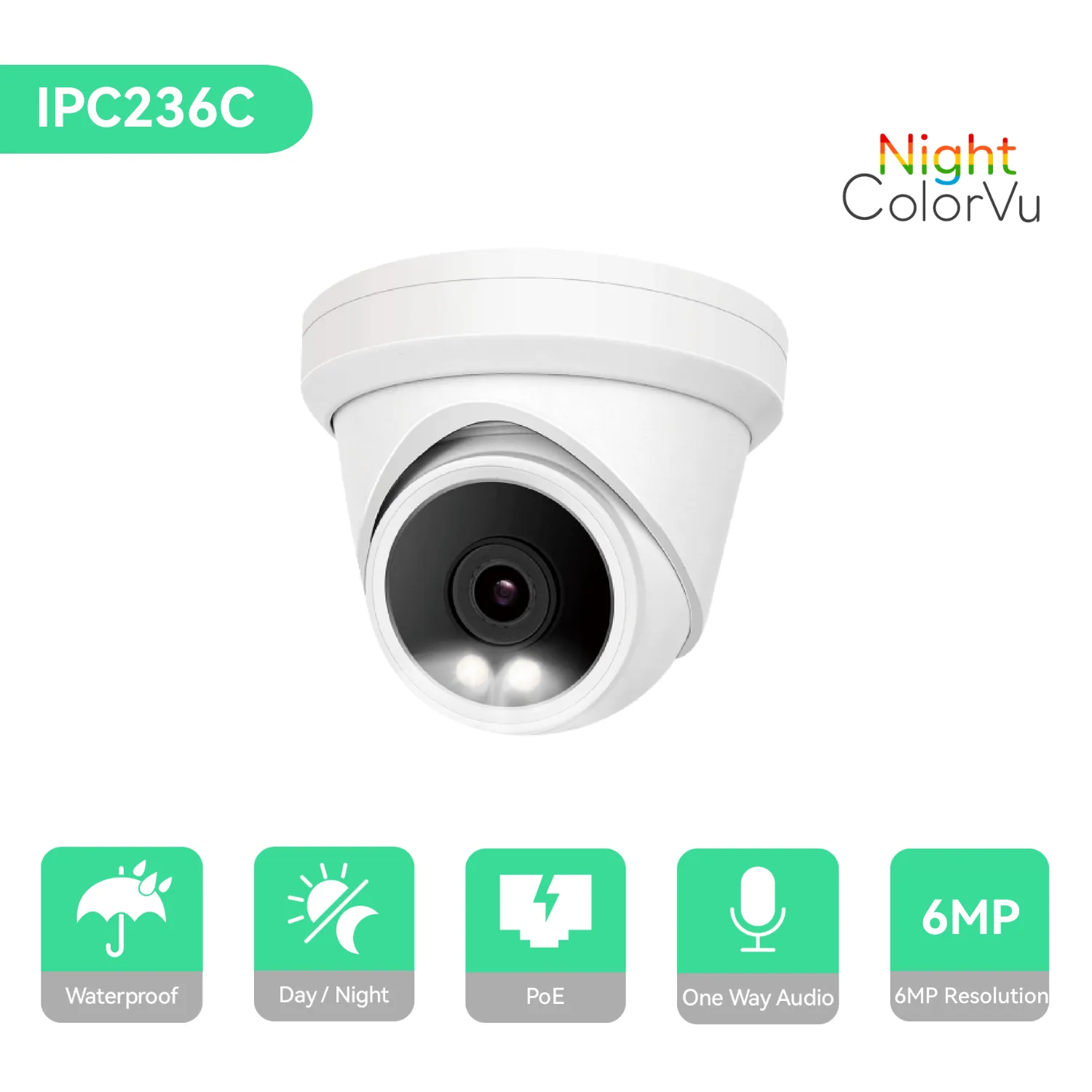 8CH 4K PoE IP Camera System with (4) 6MP Night Color Vision Cameras, 2TB HDD