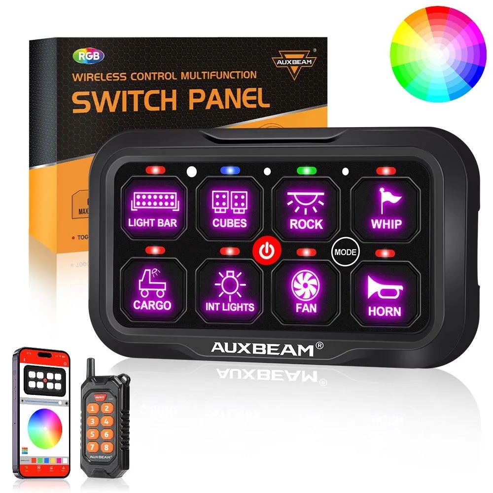 AC Series 8/12 Gang RGB Switch Panel with APP&Remote Control, Toggle/ Momentary/ Pulsed Mode Supported