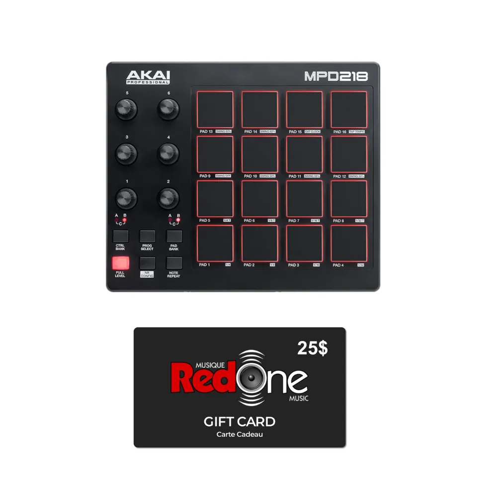 Akai MPD218 USB Pad Controller   25$ Gift Card