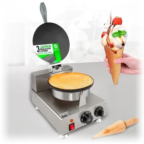 ALDKitchen Waffle Cone Maker | Ice Cream Waffle Cone Iron | Commercial Flat Waffle Cone and Egg Rolls Machine | Nonstick