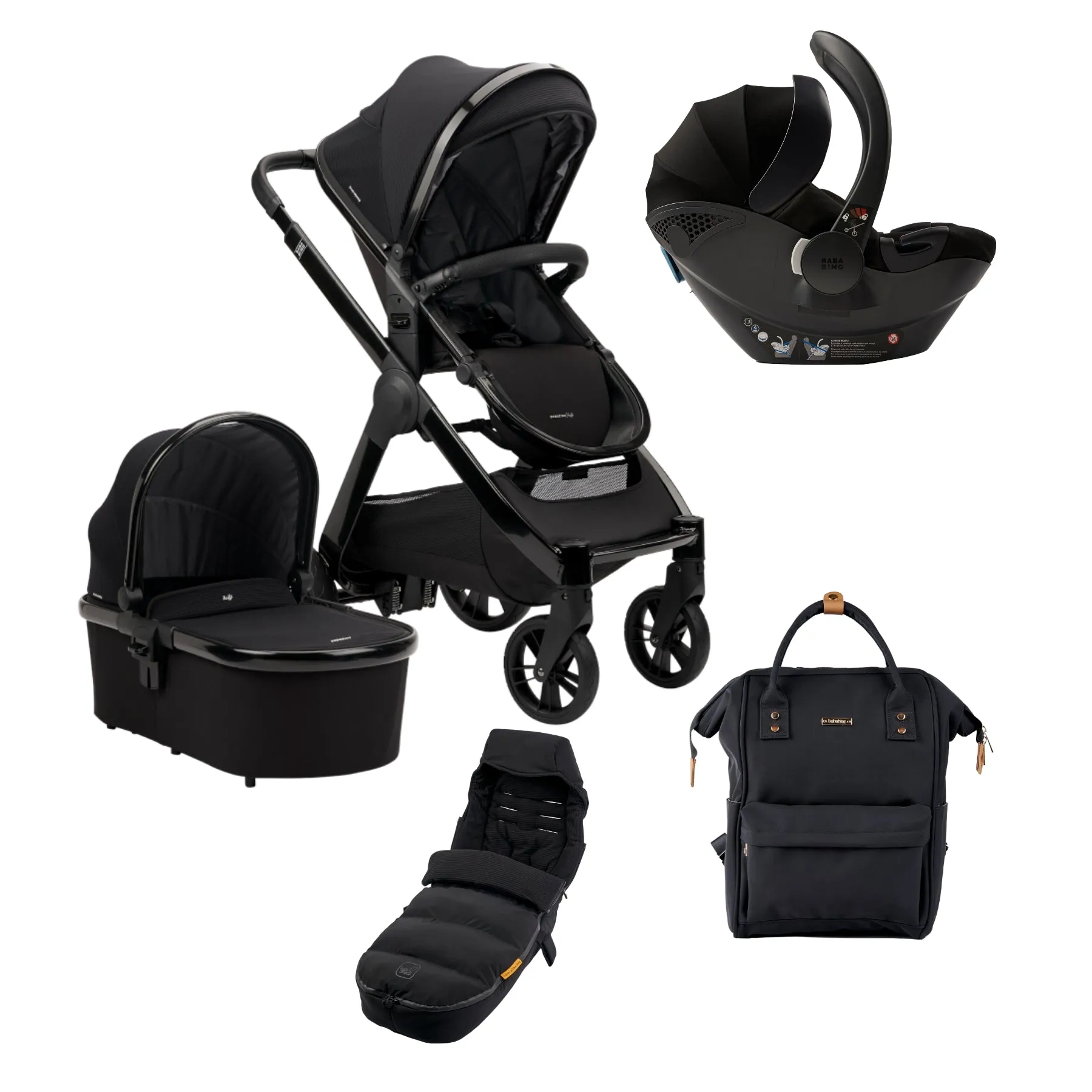 Bababing Raffi Plus Travel system - Gloss Black