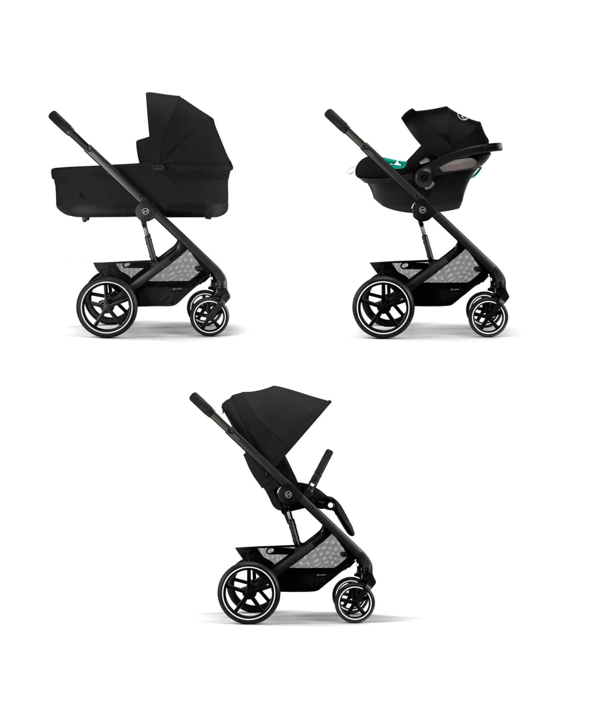 Cybex Balios S Pushchair Bundle - Moon Black with Cybex Cloud T i-Size Car Seat (7 piece)