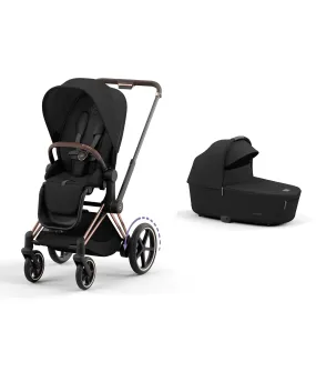 Cybex ePriam 3 Piece Complete Pushchair Bundle - Rose Gold / Sepia Black