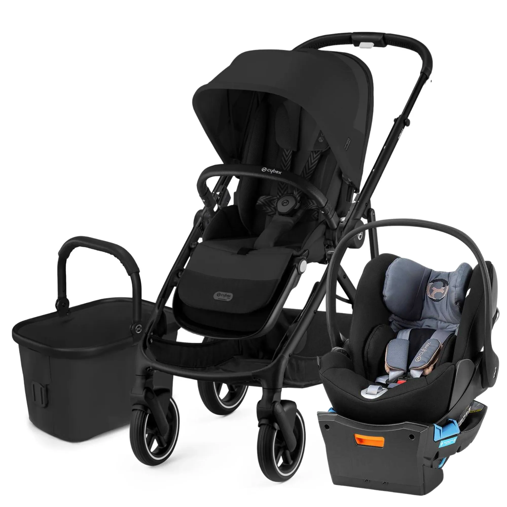 Cybex Gazelle Pram Travel System Moon Black FREE adapters