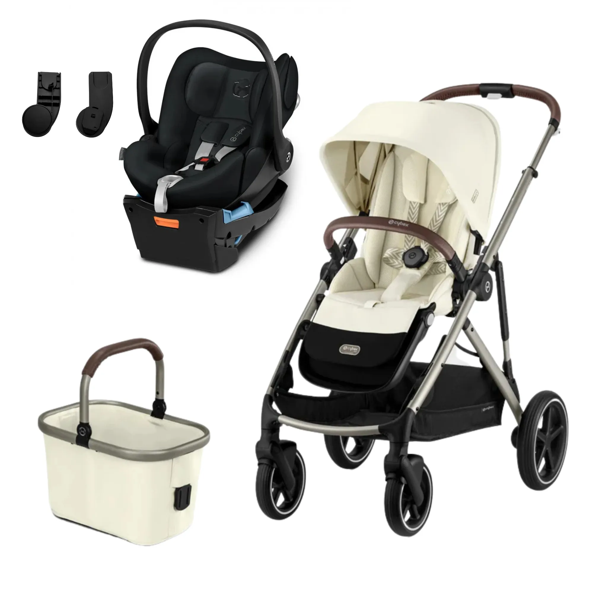 Cybex Gazelle Pram Travel System Moon Black FREE adapters