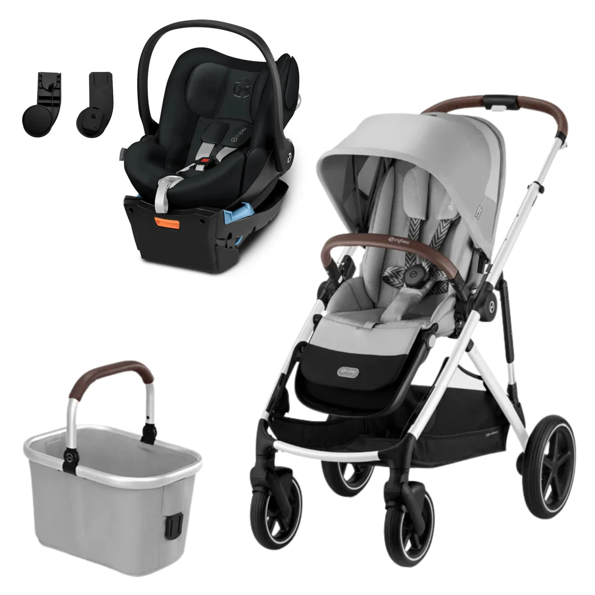 Cybex Gazelle Pram Travel System Moon Black FREE adapters