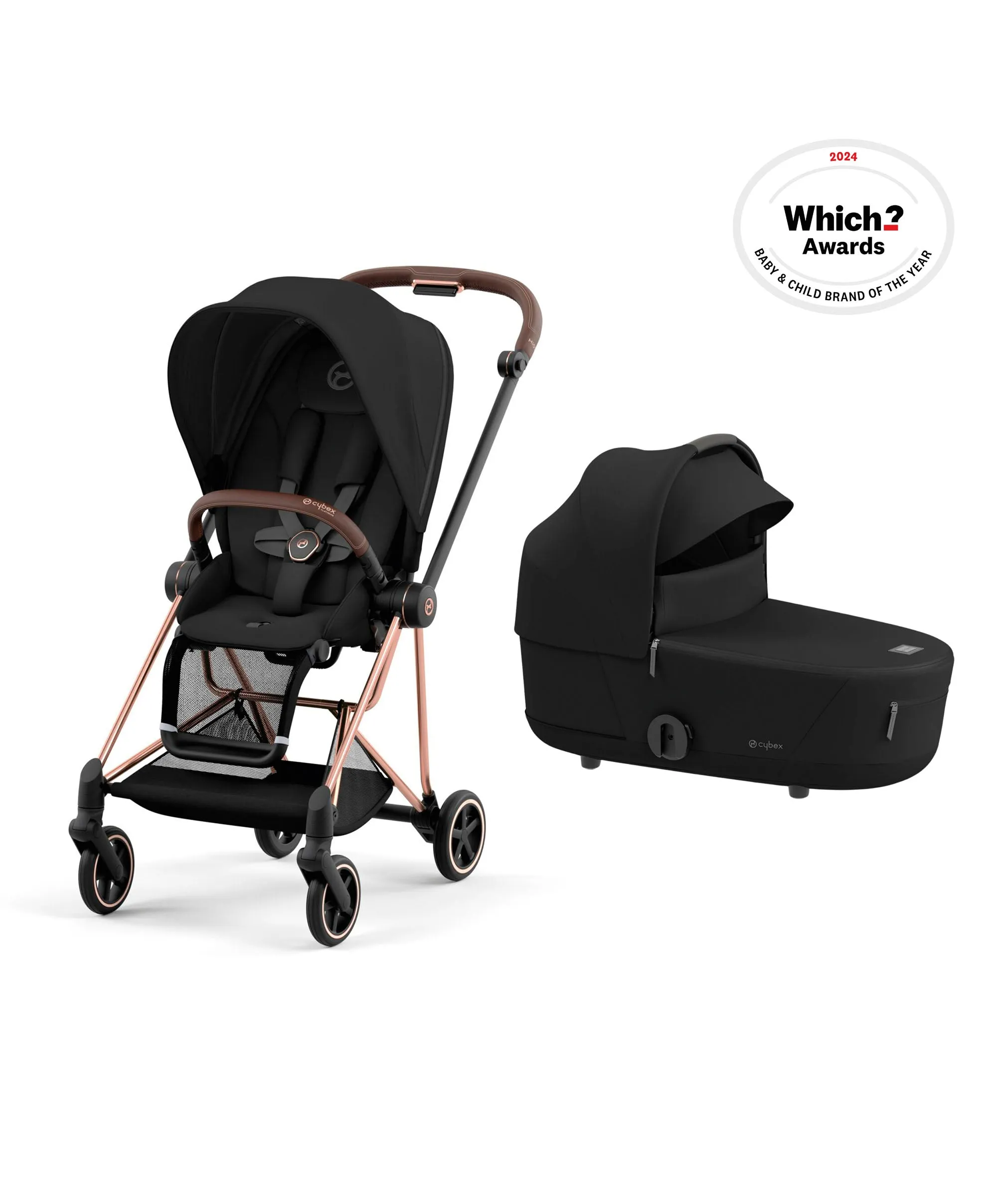 Cybex Mios 3 Piece Complete Pushchair Bundle - Rose Gold / Sepia Black