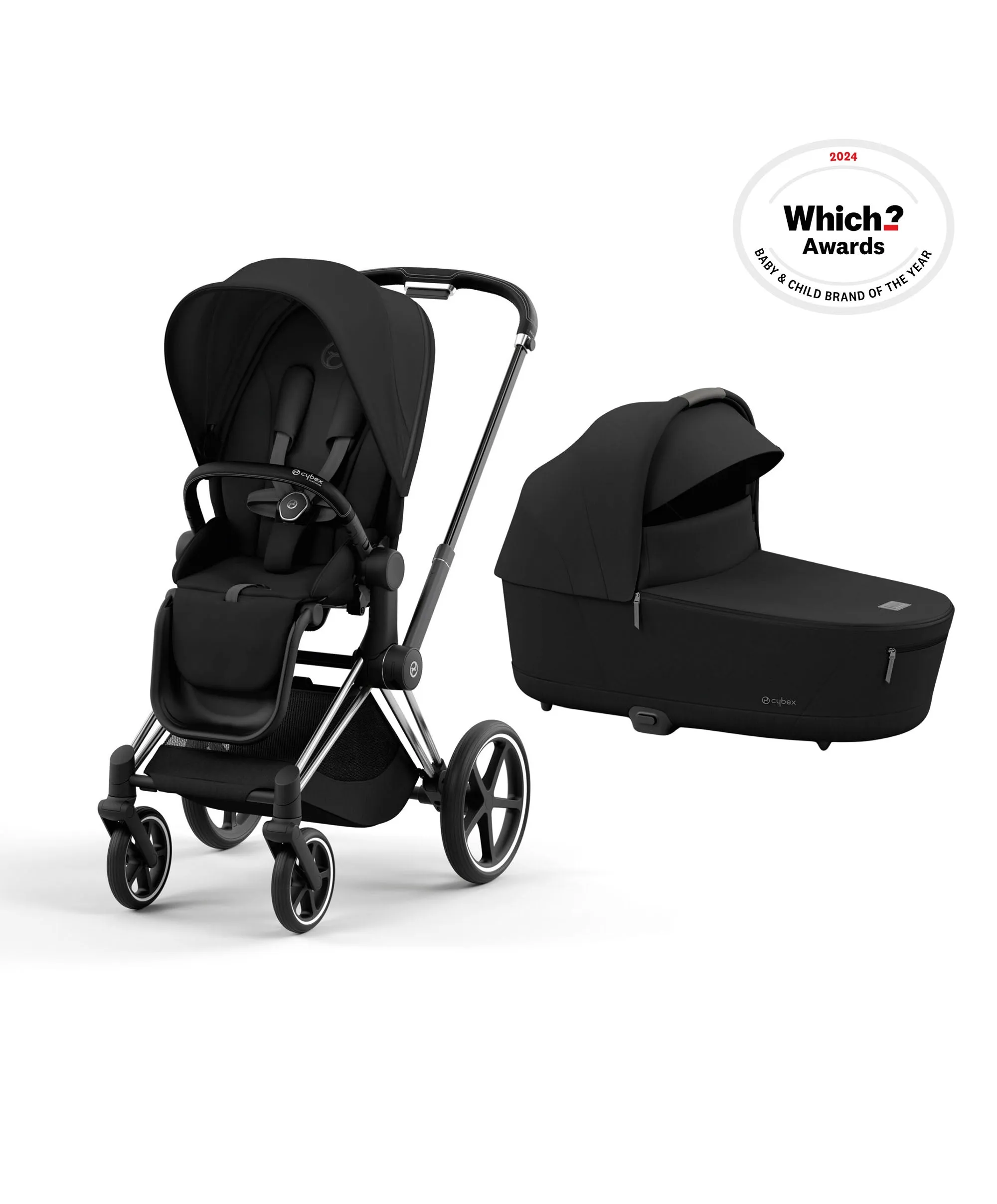 Cybex Priam 3 Piece Complete Pushchair Bundle - Chrome / Sepia Black