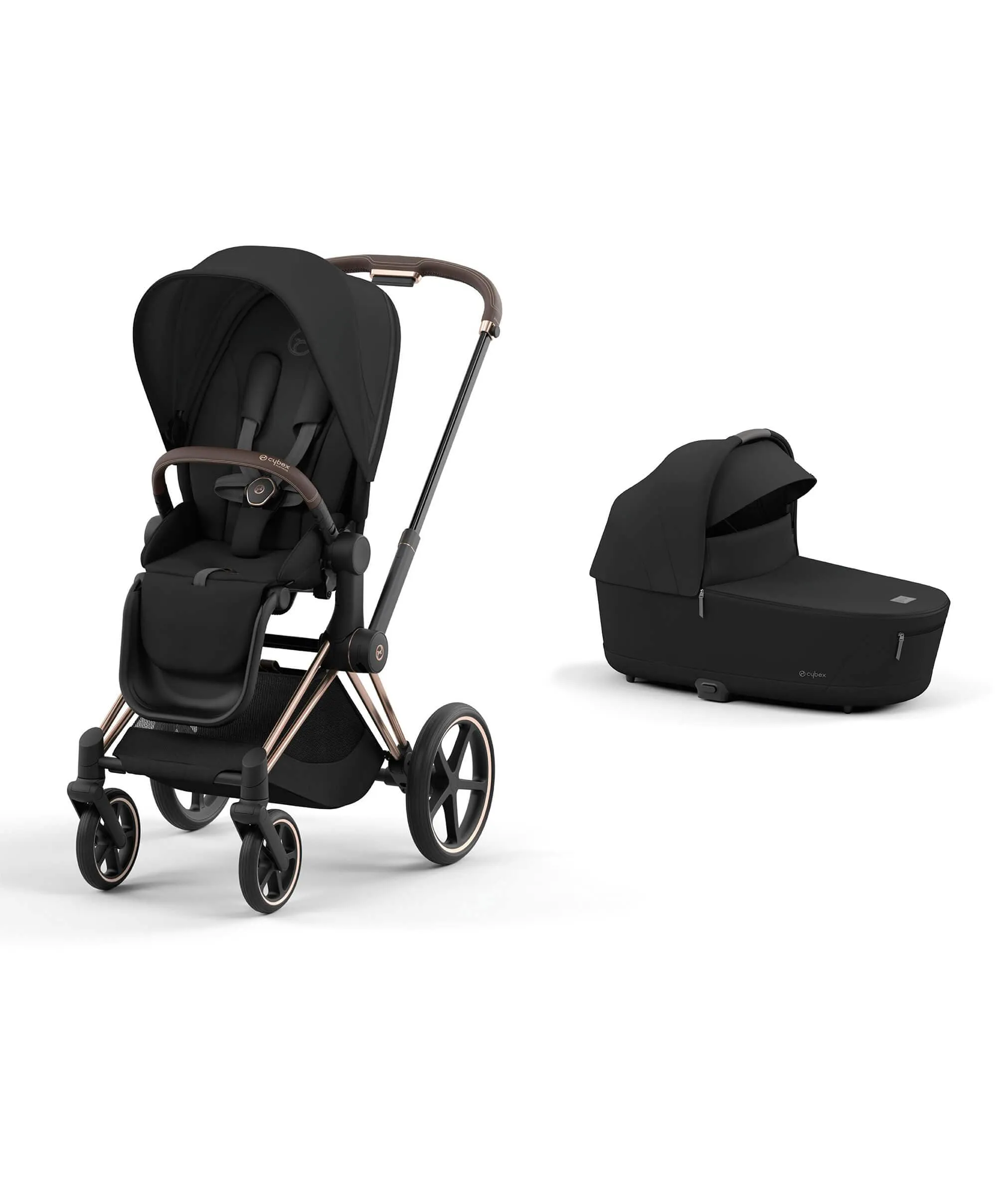 Cybex Priam 3 Piece Complete Pushchair Bundle - Rose Gold / Sepia Black