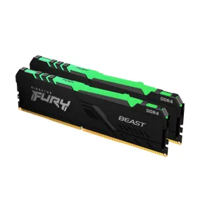 Kingston Fury Beast RGB RAM, 16 GB DDR4 (2x8 GB), 3200 MHz, CL16, KF432C16BBAK2/16, black