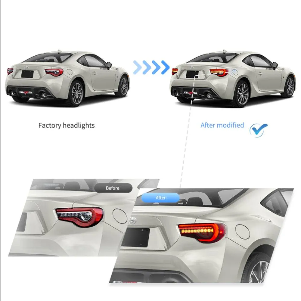 LED Tail Lights Assembly With Sequential Indicators Turn Signal For 2012-2020 Toyota 86 GT86 2013-2020 Subaru BRZ 2013-2020 Scion FR-S