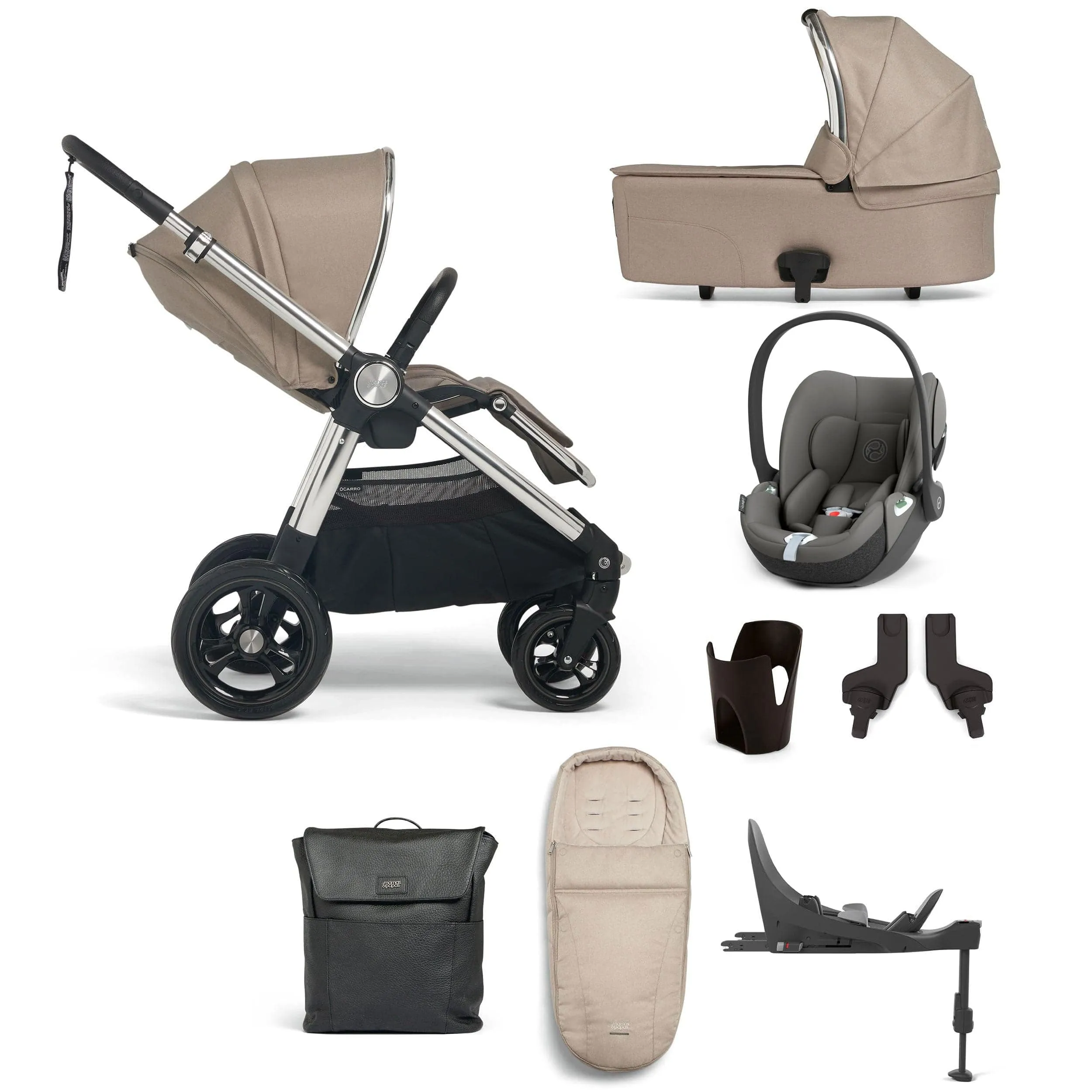 Mamas & Papas Ocarro Complete 8-Piece Cybex Bundle in Biscuit