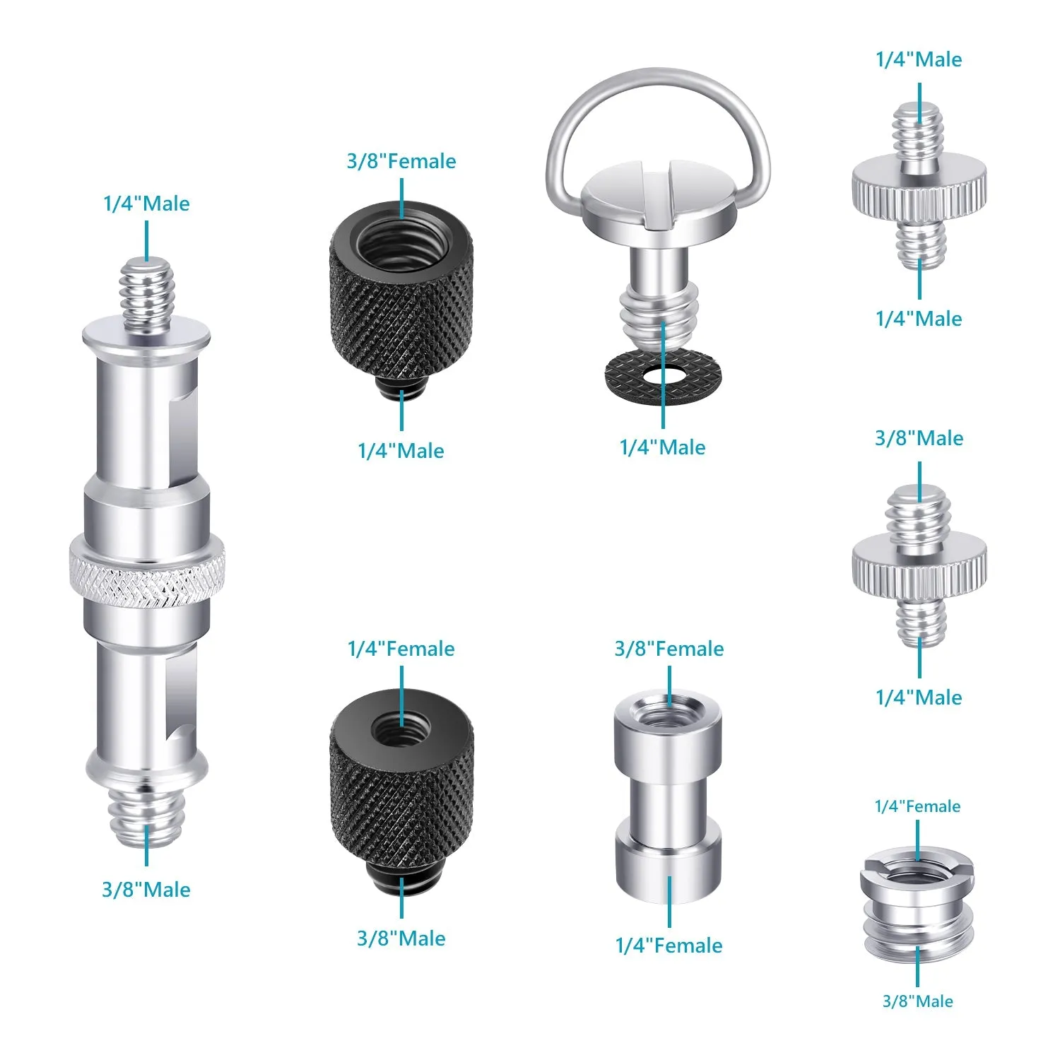 NEEWER 16 Pieces Tripod Screw Adapter Converter