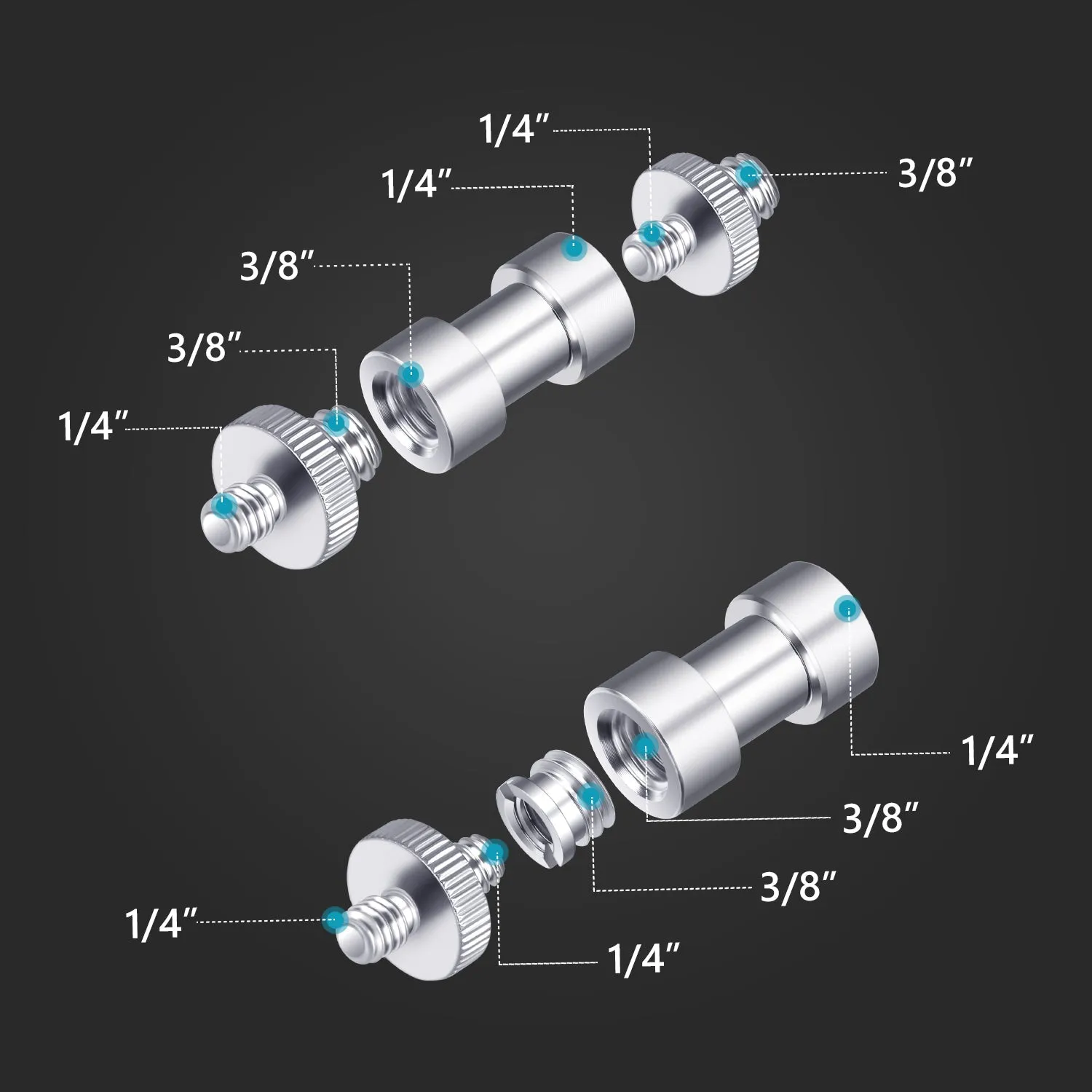 NEEWER 16 Pieces Tripod Screw Adapter Converter