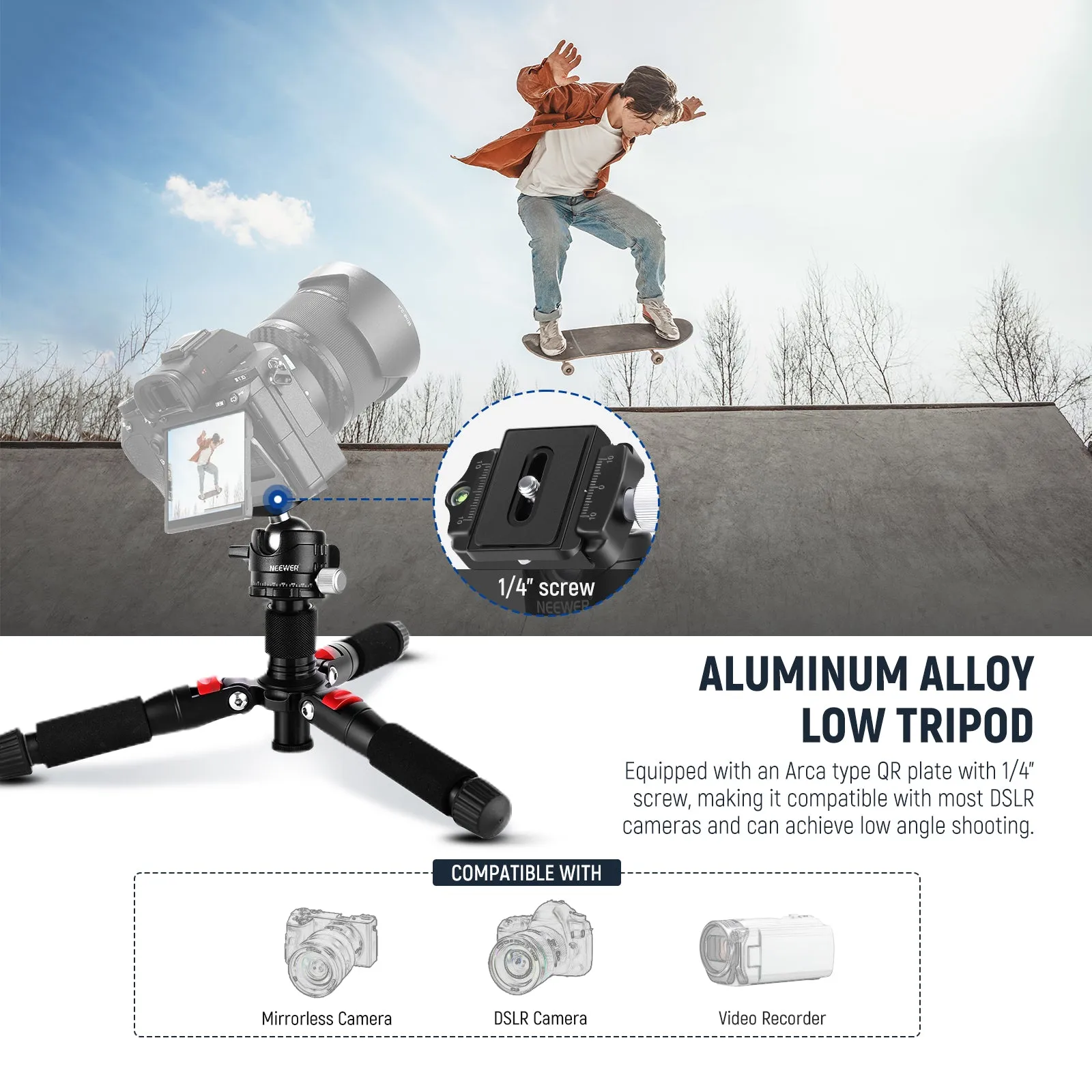 NEEWER M521 20" Aluminum Alloy Mini Tripod