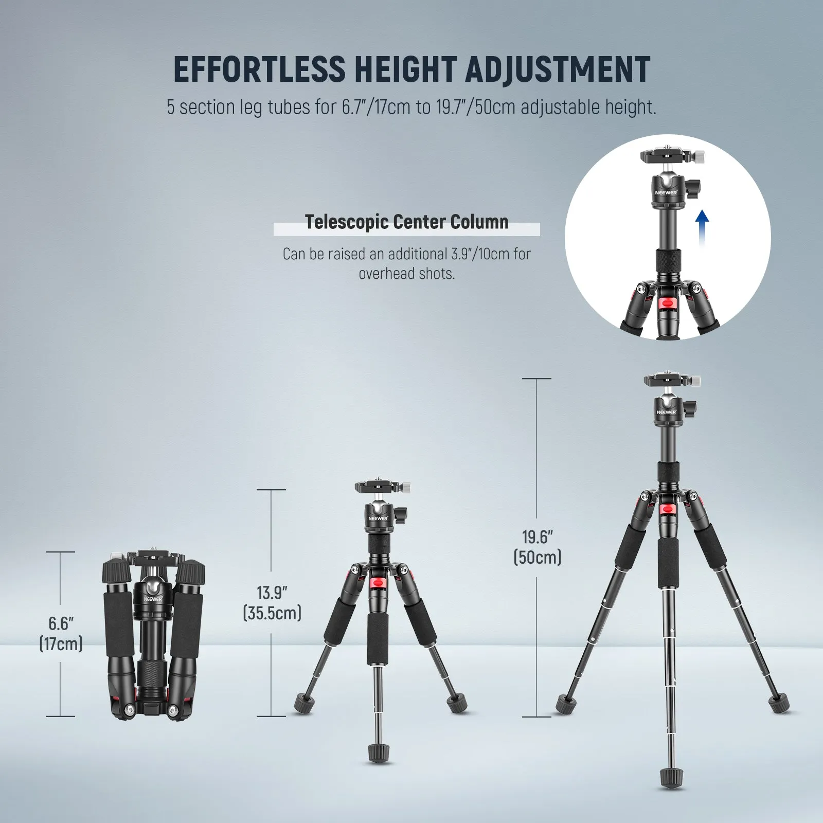 NEEWER M521 20" Aluminum Alloy Mini Tripod