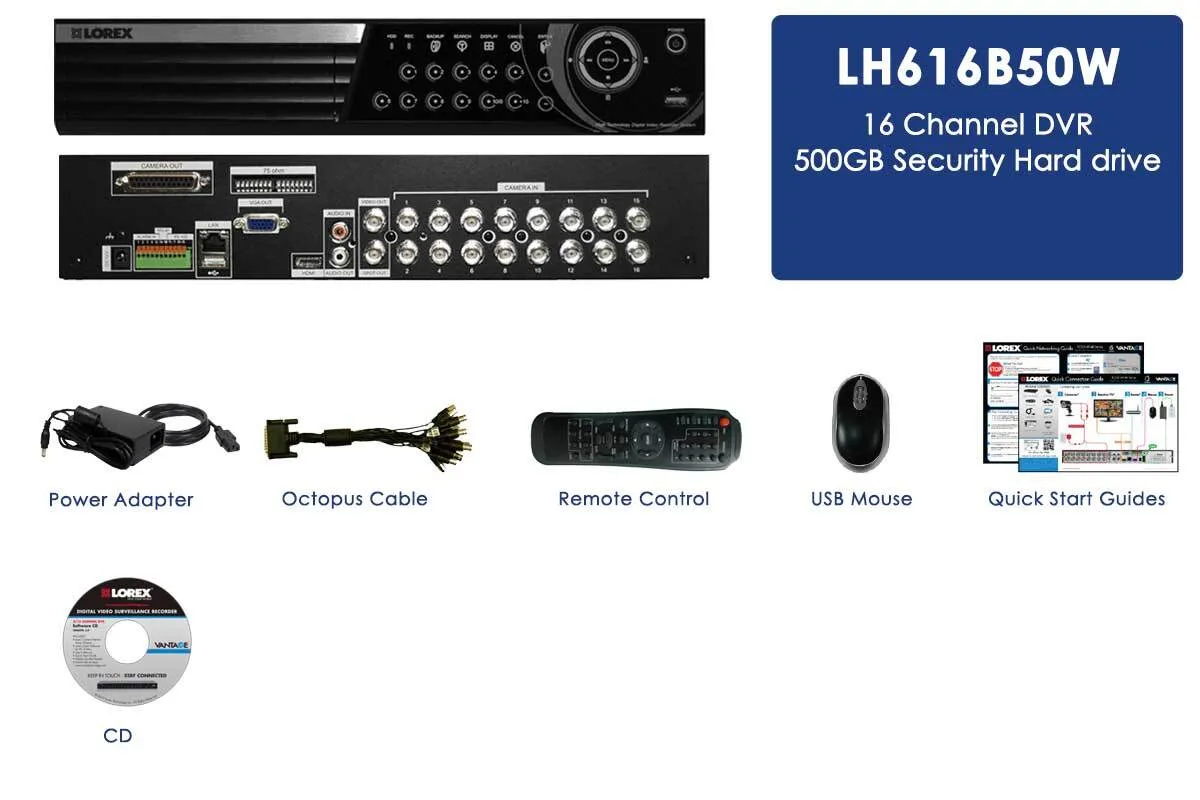 Network Security DVR 16 Channel with 500GB Hard Drive