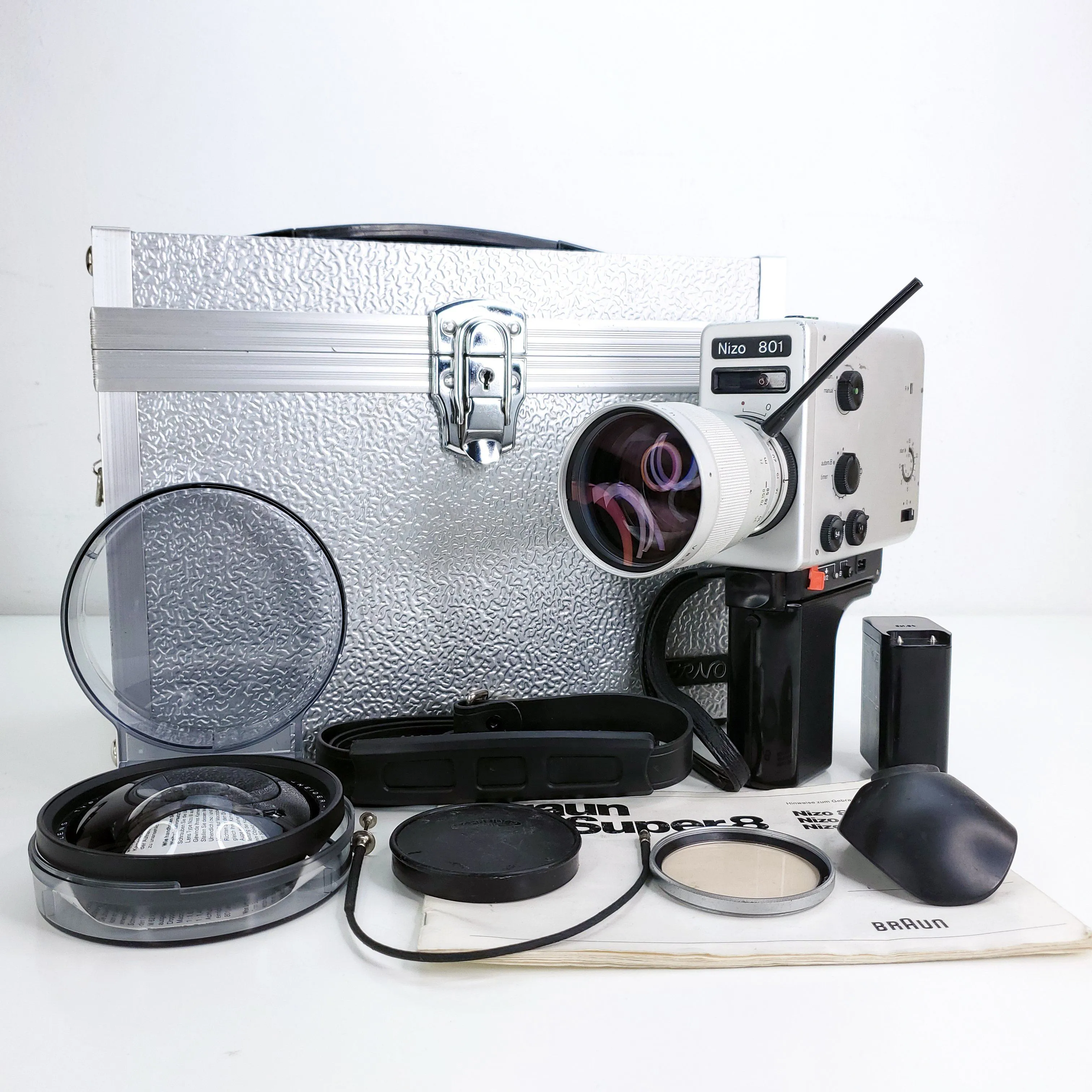 Nizo 801 Super 8 Camera Ultimate Bundle with Aluminum Case, Ultra Wide Nizo III Lens  and much more!