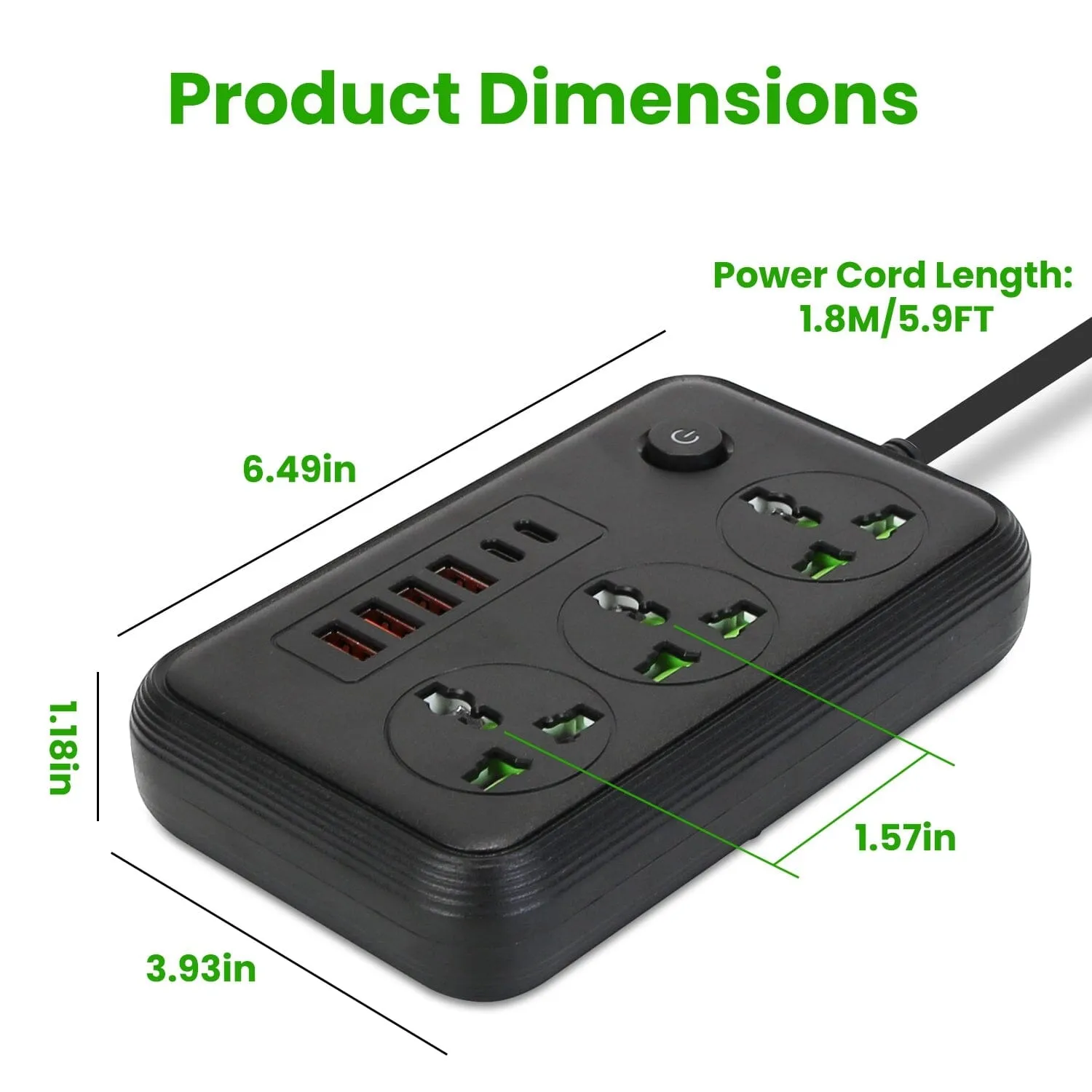 Power Strip with 5.9ft Extension