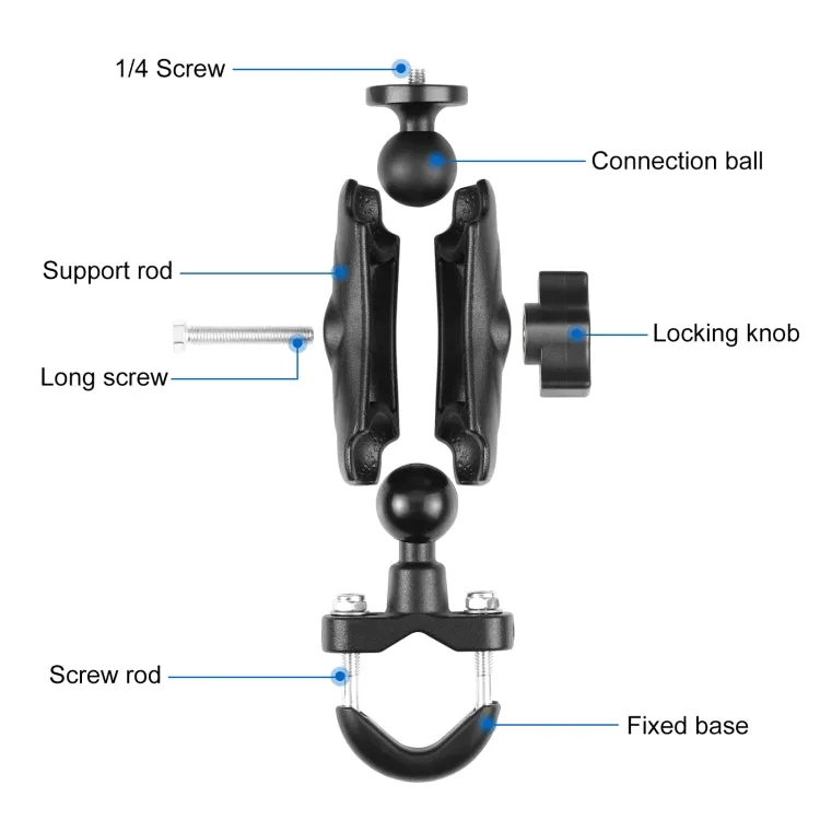 PULUZ Motorcycle Handlebar Fixed Mount U-Bolt Base Holder for GoPro and Other Action Cameras(Black)