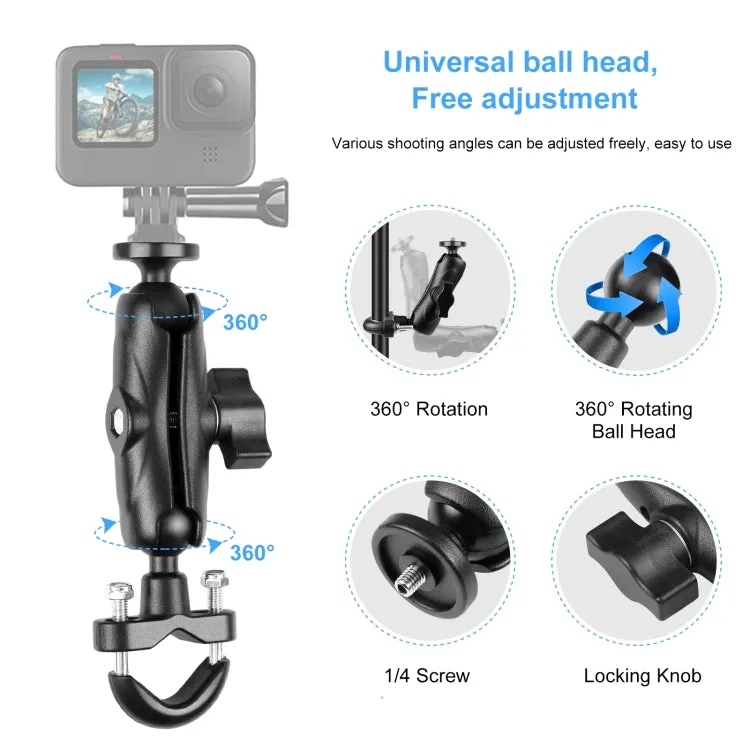 PULUZ Motorcycle Handlebar Fixed Mount U-Bolt Base Holder for GoPro and Other Action Cameras(Black)