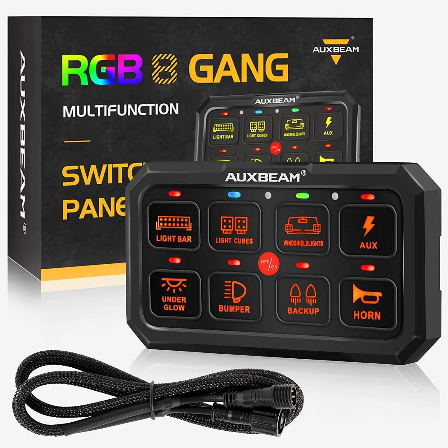 RA80 XL RGB Switch Panel, Larger Size, Toggle/ Momentary/ Pulsed Mode Supported