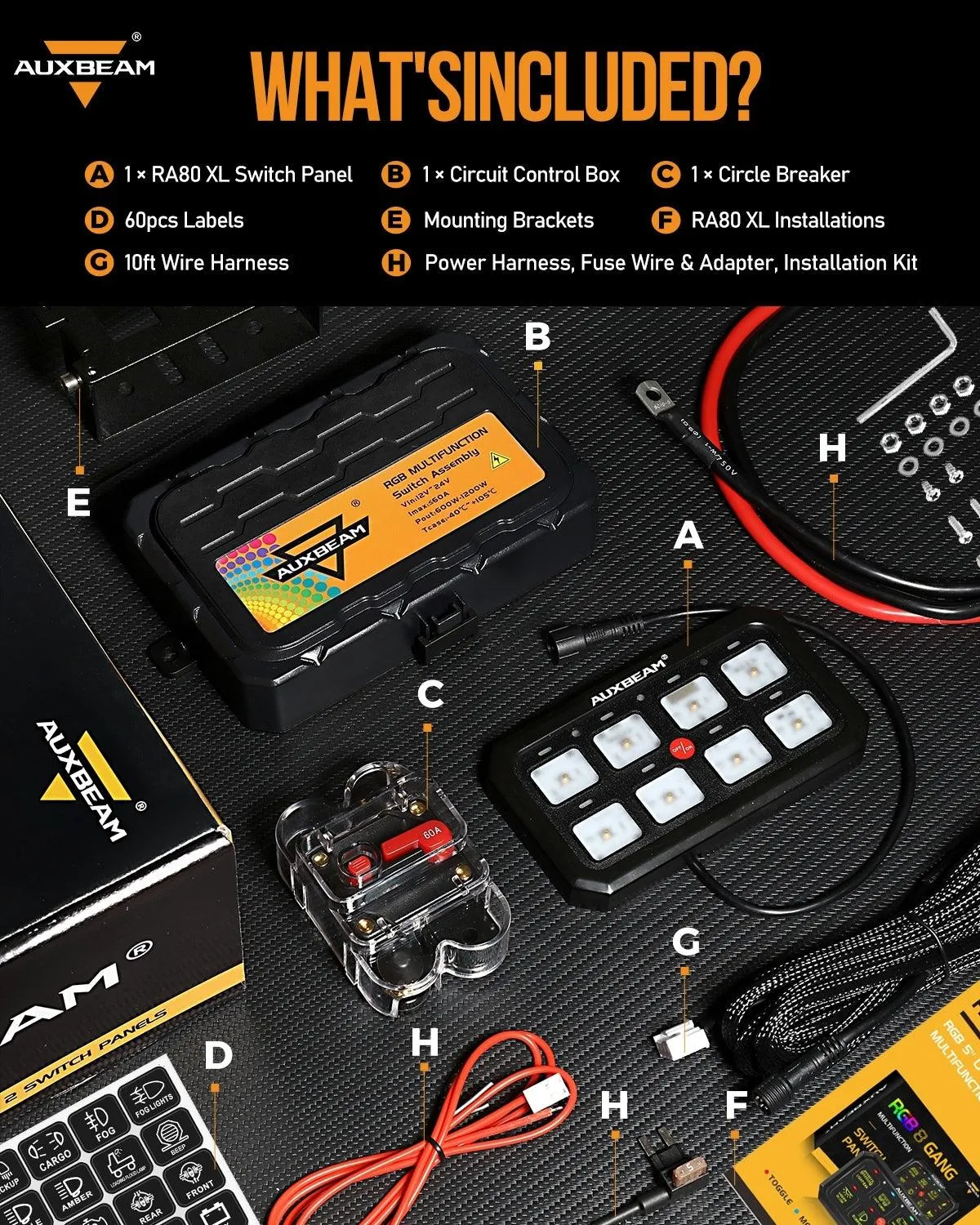 RA80 XL RGB Switch Panel, Larger Size, Toggle/ Momentary/ Pulsed Mode Supported