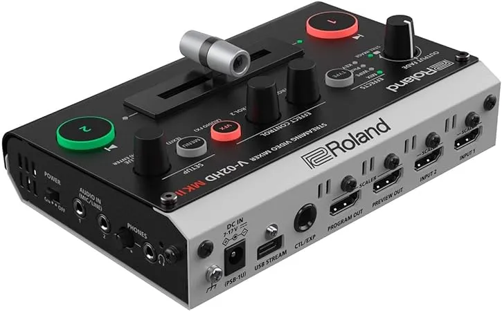 Roland V-02 HD MK II Switcher Includes Single Camera PTZ   HDMI 2.0 1 x 2 Splitter   HDA-815 8K Ultra-High Speed HDMI Cable   USB Cable Bundle