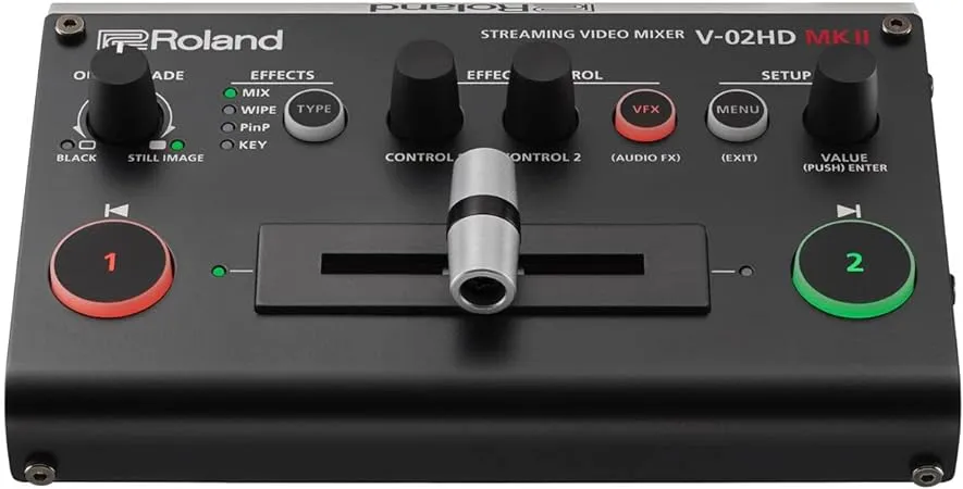 Roland V-02 HD MK II Switcher Includes Single Camera PTZ   HDMI 2.0 1 x 2 Splitter   HDA-815 8K Ultra-High Speed HDMI Cable   USB Cable Bundle