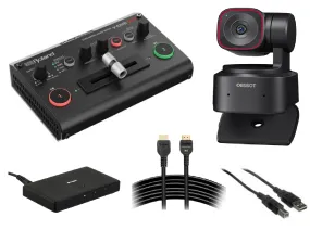 Roland V-02 HD MK II Switcher Includes Single Camera PTZ   HDMI 2.0 1 x 2 Splitter   HDA-815 8K Ultra-High Speed HDMI Cable   USB Cable Bundle