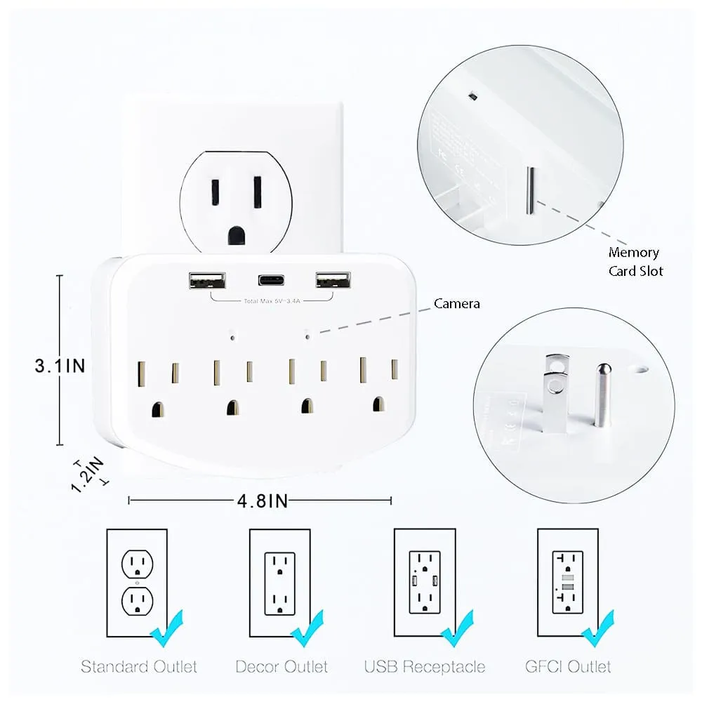 Super Hidden Multiplug outlet DVR with usb ports & 4K Wi-Fi Spy Camera