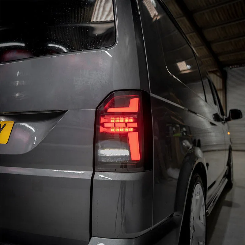 VW T6.1 – Rear Lights – Sequential Indicator – LED – Tailgate – Black Smoke