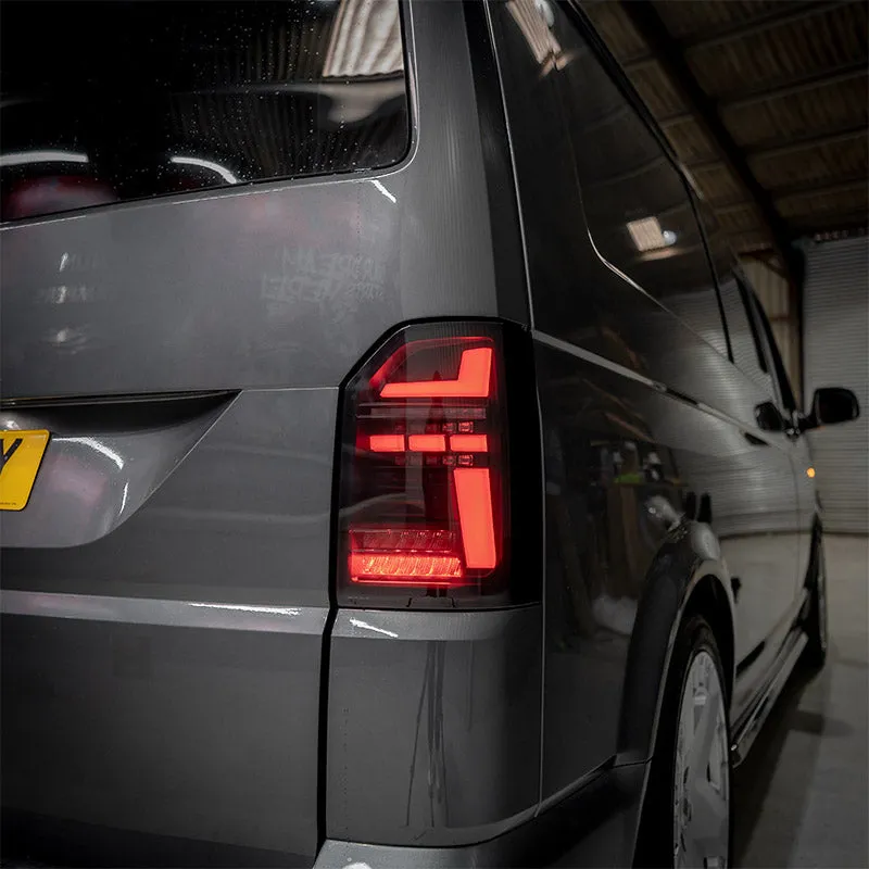 VW T6.1 – Rear Lights – Sequential Indicator – LED – Tailgate – Black Smoke